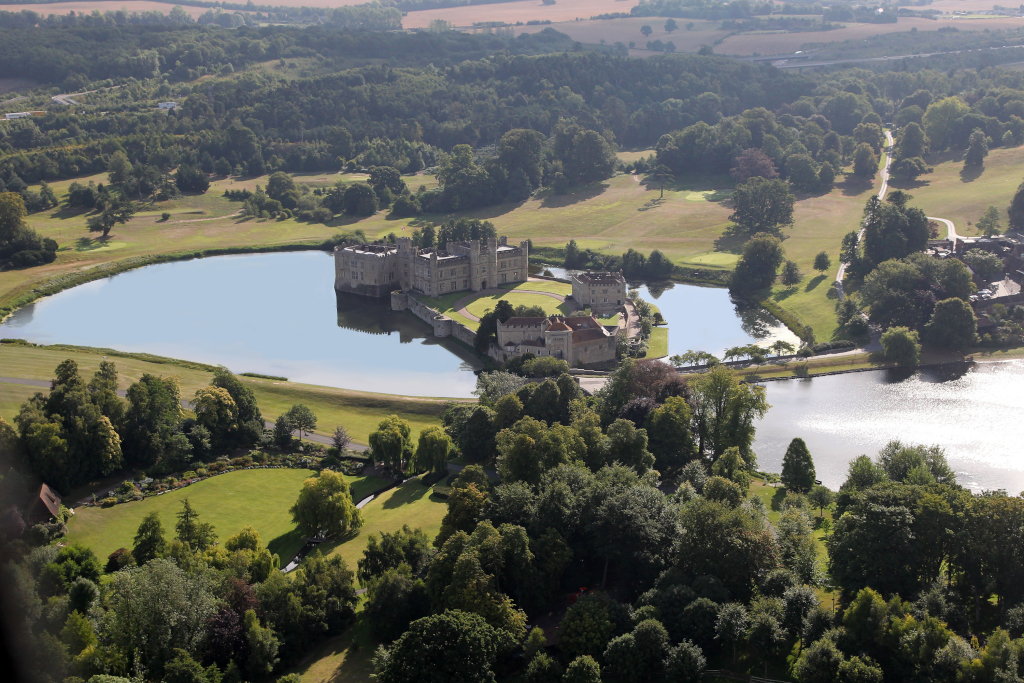 Aerial view of the spectacular Leeds Castle Kent