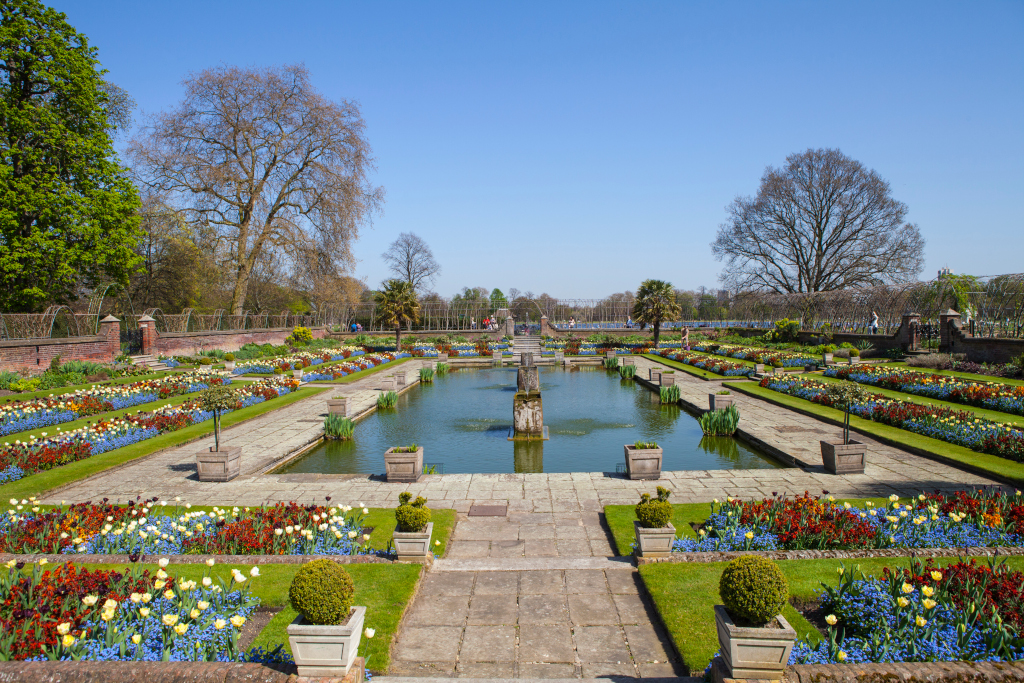 A view of the beautiful Sunken Garden at Kensington Palace in London.