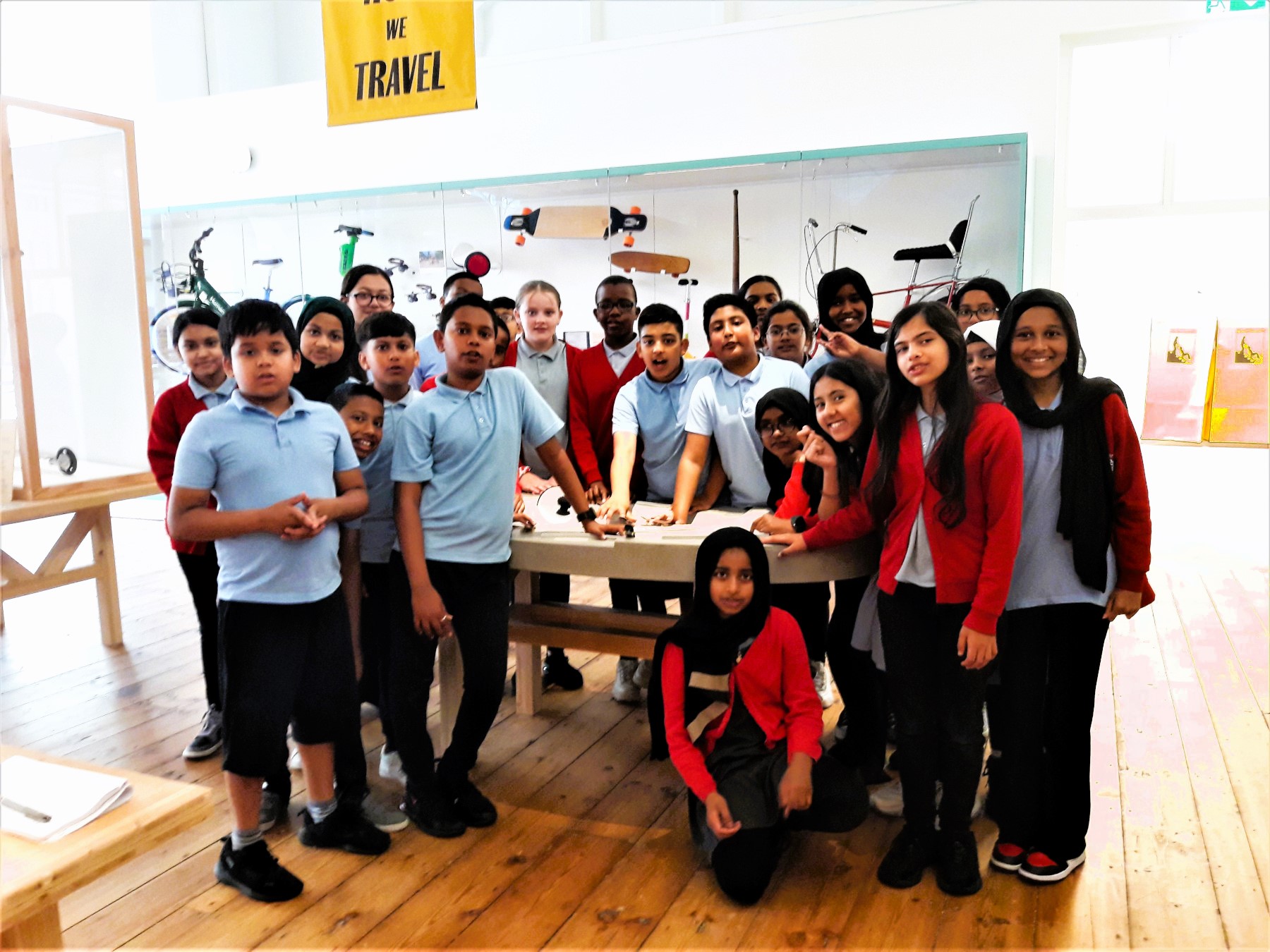The author meeting Banghabandu School pupils who helped design the Young V&A